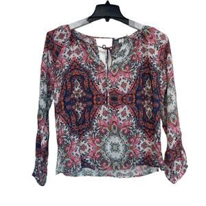 NWT Yumi Kim Womens Multicolor Paisley Floral Printed Long Sleeve Blouse Top XS